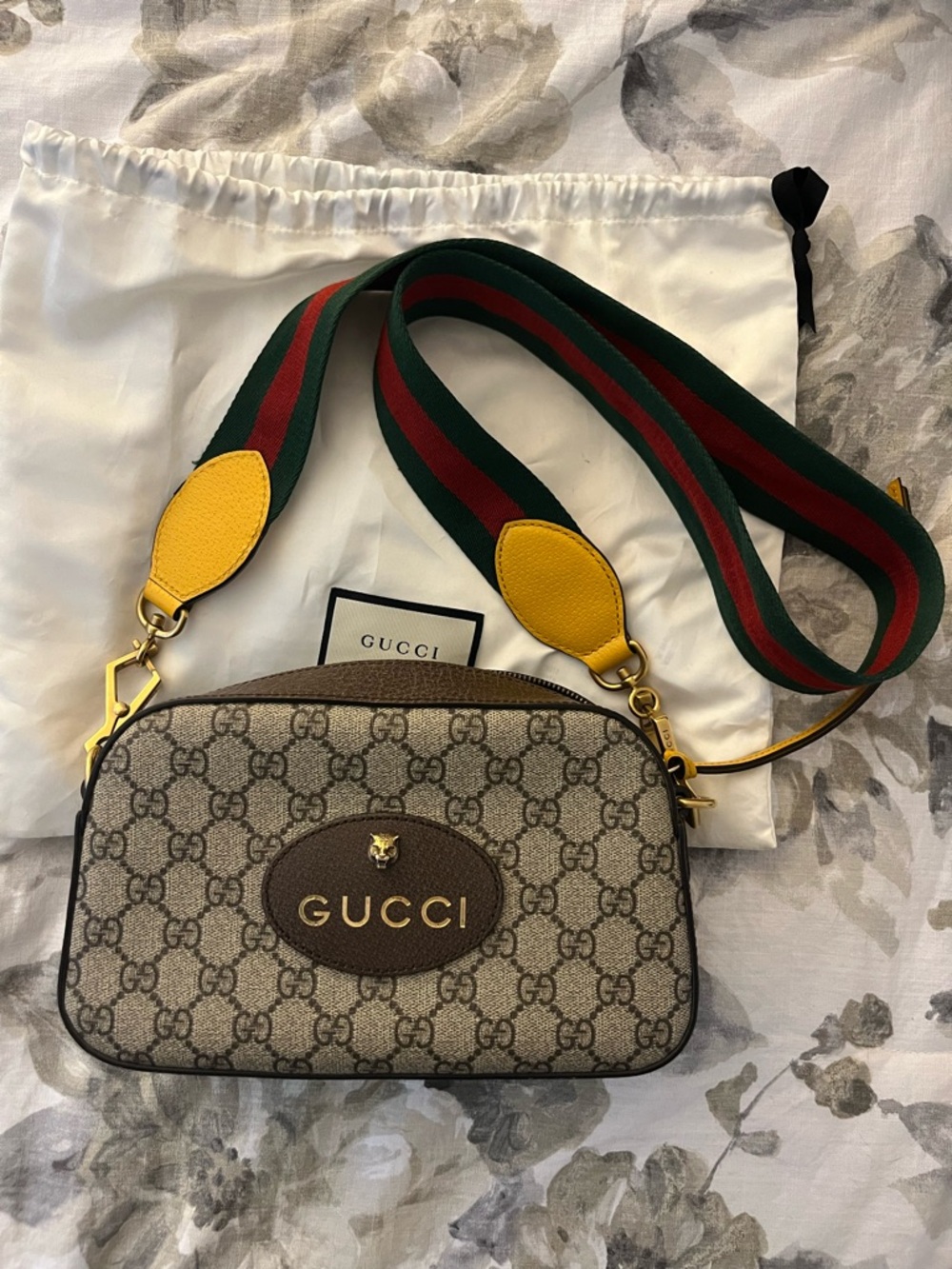 Gucci Yellow Leather Key Charm with Gold Hardware
